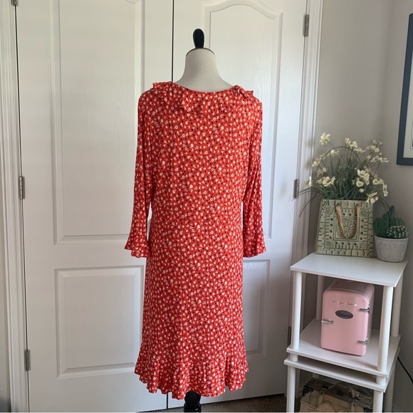 Boden Floral Print V-neck Red Dress - Picture 8 of 15